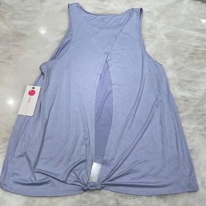 New. Lavender open back knotted athleisure tank. XL.